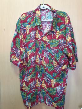 Summer Shirt - Red with leaf pattern